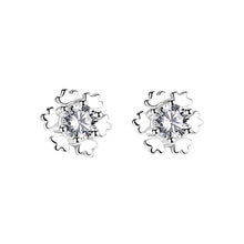 Load image into Gallery viewer, 925 Sterling Silver Simple and Delicate Snowflake Stud Earrings with Cubic Zirconia