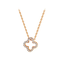 Load image into Gallery viewer, 925 Sterling Silver Plated Rose Gold Fashion Simple Hollow Four-leafed Clover Pendant with Cubic Zirconia and Necklace
