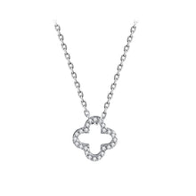 Load image into Gallery viewer, 925 Sterling Silver Fashion Simple Hollow Four-leafed Clover Pendant with Cubic Zirconia and Necklace