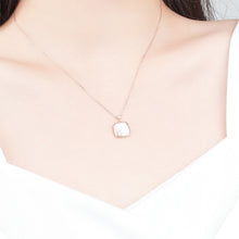 Load image into Gallery viewer, 925 Sterling Silver Plated Rose Gold Fashion Temperament Star Geometric Square Mother-of-pearl Pendant with Cubic Zirconia and Necklace