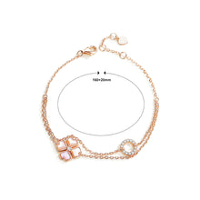 Load image into Gallery viewer, 925 Sterling Silver Plated Rose Gold Fashion Elegant Four-leafed Clover Circle Double Layer Bracelet with Cubic Zirconia
