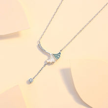 Load image into Gallery viewer, 925 Sterling Silver Fashion Simple Ginkgo Leaf Tassel Pendant with Cubic Zirconia and Necklace