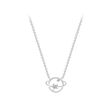 Load image into Gallery viewer, 925 Sterling Silver Simple and Elegant Hollow Planet Pendant with Cubic Zirconia and Necklace
