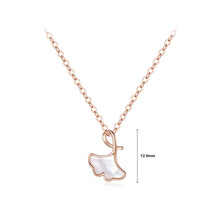 Load image into Gallery viewer, 925 Sterling Silver Plated Rose Gold Simple Temperament Ginkgo Leaf Mother-of-pearl Pendant with Necklace
