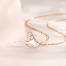 Load image into Gallery viewer, 925 Sterling Silver Plated Rose Gold Simple Temperament Ginkgo Leaf Mother-of-pearl Pendant with Necklace