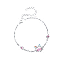 Load image into Gallery viewer, 925 Sterling Silver Cute and Sweet Cat Bracelet with Pink Cubic Zirconia