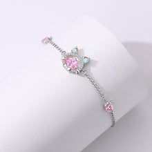 Load image into Gallery viewer, 925 Sterling Silver Cute and Sweet Cat Bracelet with Pink Cubic Zirconia