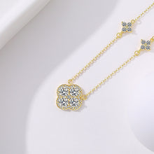 Load image into Gallery viewer, 925 Sterling Silver Plated Gold Simple Brilliant Four-leafed Clover Pendant with Cubic Zirconia and Necklace