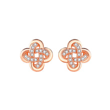 Load image into Gallery viewer, 925 Sterling Silver Plated Rose Gold Simple Temperament Four-leafed Clover Stud Earrings with Cubic Zirconia