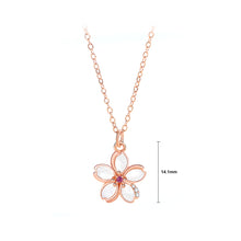 Load image into Gallery viewer, 925 Sterling Silver Plated Rose Gold Fashion Temperament Cherry Blossom Mother-of-pearl Pendant with Cubic Zirconia and Necklace
