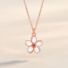 Load image into Gallery viewer, 925 Sterling Silver Plated Rose Gold Fashion Temperament Cherry Blossom Mother-of-pearl Pendant with Cubic Zirconia and Necklace