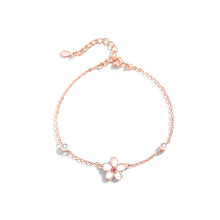 Load image into Gallery viewer, 925 Sterling Silver Plated Rose Gold Fashion Temperament Cherry Blossom Mother-of-pearl Bracelet with Cubic Zirconia