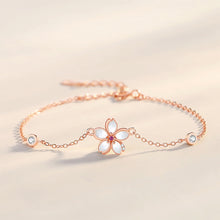 Load image into Gallery viewer, 925 Sterling Silver Plated Rose Gold Fashion Temperament Cherry Blossom Mother-of-pearl Bracelet with Cubic Zirconia