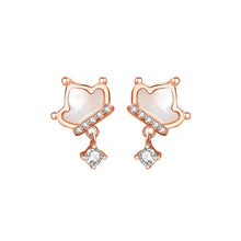 Load image into Gallery viewer, 925 Sterling Silver Plated Rose Gold Simple Fashion Crown Mother Of Pearl Earrings with Cubic Zirconia