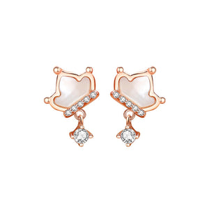 925 Sterling Silver Plated Rose Gold Simple Fashion Crown Mother Of Pearl Earrings with Cubic Zirconia