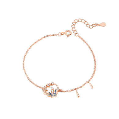925 Sterling Silver Plated Rose Gold Fashion Butterfly Bracelet with Cubic Zirconia