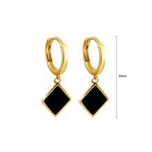 Load image into Gallery viewer, 925 Sterling Silver Plated Gold Simple Fashion Enamel Black Diamond Geometric Earrings