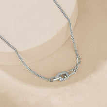 Load image into Gallery viewer, 925 Sterling Silver Simple Personality Geometric Interlocking Necklace with Cubic Zirconia