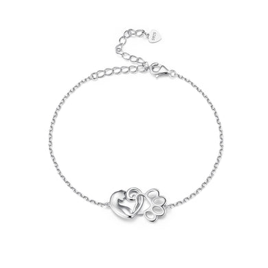 925 Sterling Silver Simple and Cute Cat Paw Bracelet