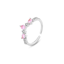 Load image into Gallery viewer, 925 Sterling Silver  Simple Temperament Water Drop-shaped Pink Cubic Zirconia Adjustable Open Ring