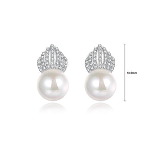 Fashion and Elegant Crown Imitation Pearl Stud Earrings with Cubic Zirconia
