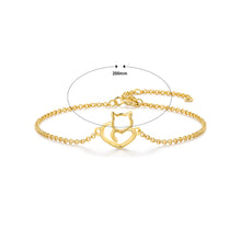 Load image into Gallery viewer, 925 Sterling Silver Plated Gold Simple Cute Cat Bracelet