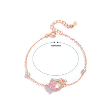 Load image into Gallery viewer, 925 Sterling Silver Plated Rose Gold Simple Cute Hollow Hollow Cat Heart Bracelet with Cubic Zirconia