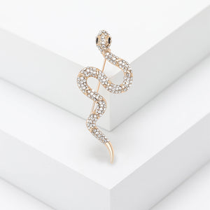 Fashion Personalized Plated Gold Snake Brooch with Cubic Zirconia