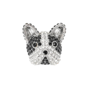 Simple and Cute Black and White Dog Brooch with Cubic Zirconia