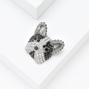 Simple and Cute Black and White Dog Brooch with Cubic Zirconia