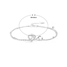 Load image into Gallery viewer, 925 Sterling Silver Simple Fashion Hollow Heart Shape Double Layer Anklet with Cubic Zirconia