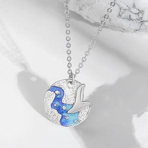 925 Sterling Silver Fashion Romantic Enamel Mermaid Geometric Couple Pendant with Necklace For Men