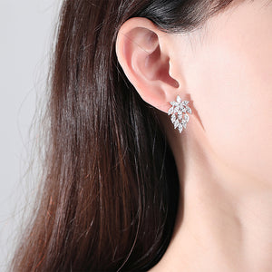 Fashion Temperament Leaf Earrings with Cubic Zirconia