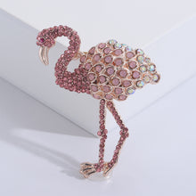 Load image into Gallery viewer, Fashion Brilliant Plated Gold Flamingo Brooch with Pink Cubic Zirconia