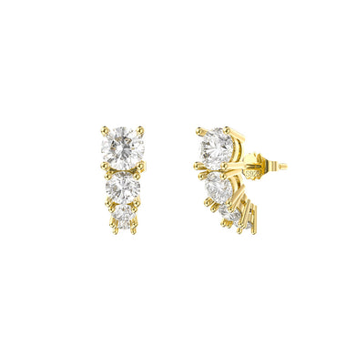 925 Sterling Silver Plated Gold Simple Personality Geometric Stud Earrings with Cubic Zirconia