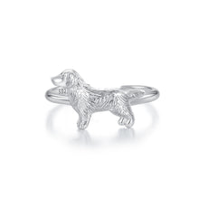 Load image into Gallery viewer, 925 Sterling Silver Simple Cute Golden Retriever Dog Adjustable Open Ring