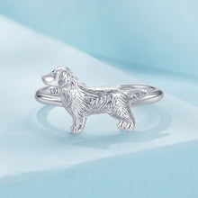 Load image into Gallery viewer, 925 Sterling Silver Simple Cute Golden Retriever Dog Adjustable Open Ring