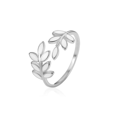 925 Sterling Silver Simple Fashion Leaf Adjustable Open Ring