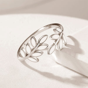 925 Sterling Silver Simple Fashion Leaf Adjustable Open Ring