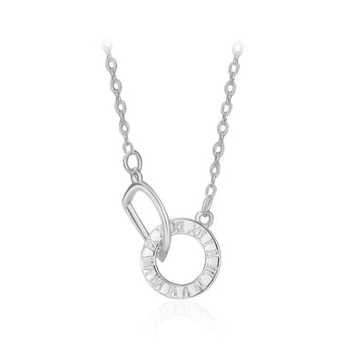925 Sterling Silver Fashion Simple Roman Numeral Circle Alphabet D Pendant with Necklace