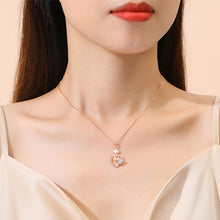 Load image into Gallery viewer, 925 Sterling Silver Plated Rose Gold Fashion Temperament Tulip Heart Pendant with Cubic Zirconia and Necklace
