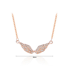 Load image into Gallery viewer, 925 Sterling Silver Plated Rose Gold Fashion Simple Angel Wings Pendant with Cubic Zirconia and Necklace