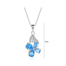 Load image into Gallery viewer, 925 Sterling Silver Fashion Temperament Four-leafed Clover Pendant with Blue Cubic Zirconia and Necklace