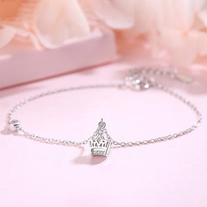 925 Sterling Silver Simple Fashion Crown Bracelet with Cubic Zirconia