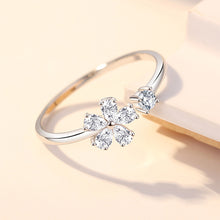 Load image into Gallery viewer, 925 Sterling Silver Fashion Simple Flower Adjustable Open Ring with Cubic Zirconia