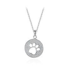 Load image into Gallery viewer, 925 Sterling Silver Fashion Brilliant Hollow Cat Claw Geometric Round Pendant with Cubic Zirconia and Necklace
