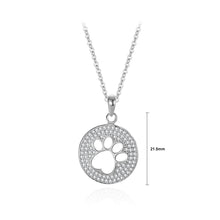 Load image into Gallery viewer, 925 Sterling Silver Fashion Brilliant Hollow Cat Claw Geometric Round Pendant with Cubic Zirconia and Necklace