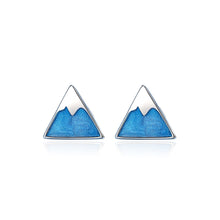 Load image into Gallery viewer, 925 Sterling Silver Simple Personality Enamel Snow Mountain Stud Earrings