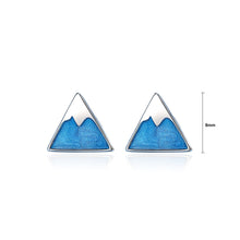 Load image into Gallery viewer, 925 Sterling Silver Simple Personality Enamel Snow Mountain Stud Earrings