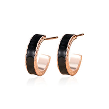 Load image into Gallery viewer, 925 Sterling Silver Plated Rose Gold Fashion Simple Enamel C Shape Geometric Stud Earrings